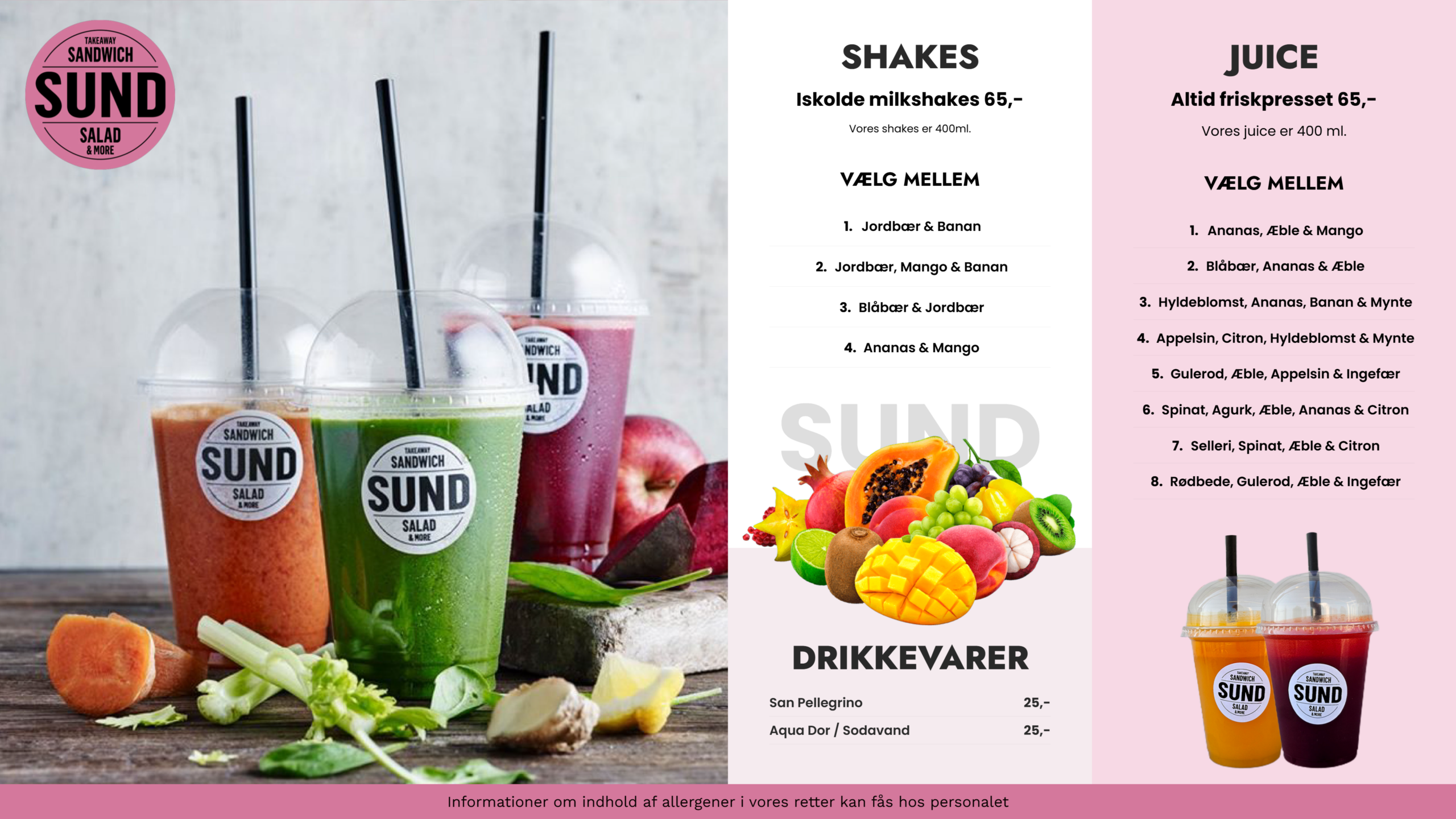 Menukort - Drikkevarer